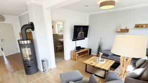 LED TV, fireplace