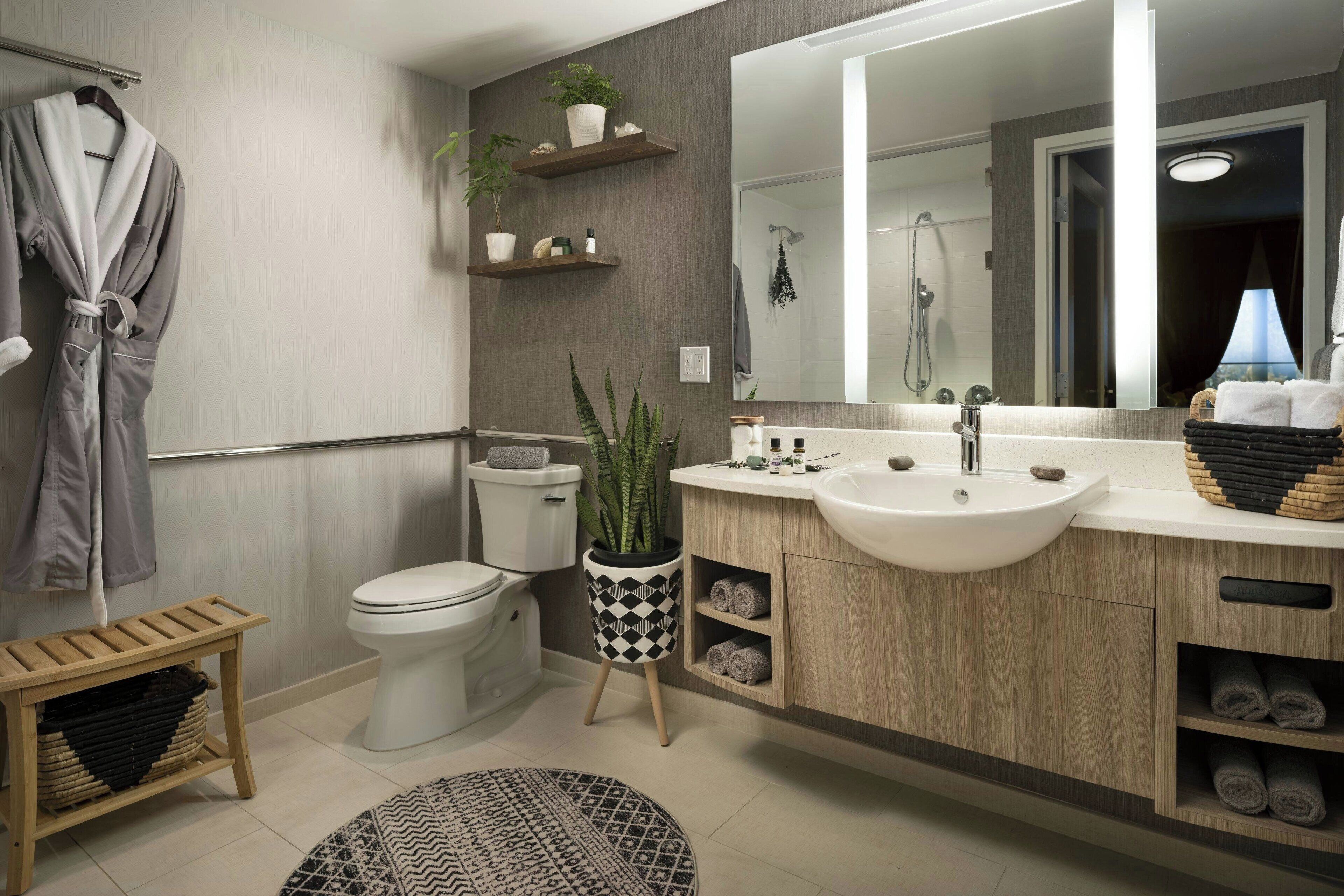 free toiletries, hair dryer, towels