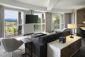 Desk, laptop workspace, iron/ironing board, cribs/infant beds