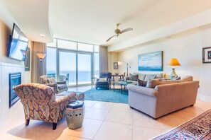 TV, fireplace - Weekend getaway starts here !  3 bdr gulf front sleeps 8 Lovely condo! C tower (Orange Beach)