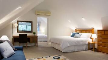 2 bedrooms, desk, iron/ironing board, travel cot