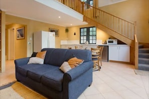Smart TV, fireplace, DVD player, toys