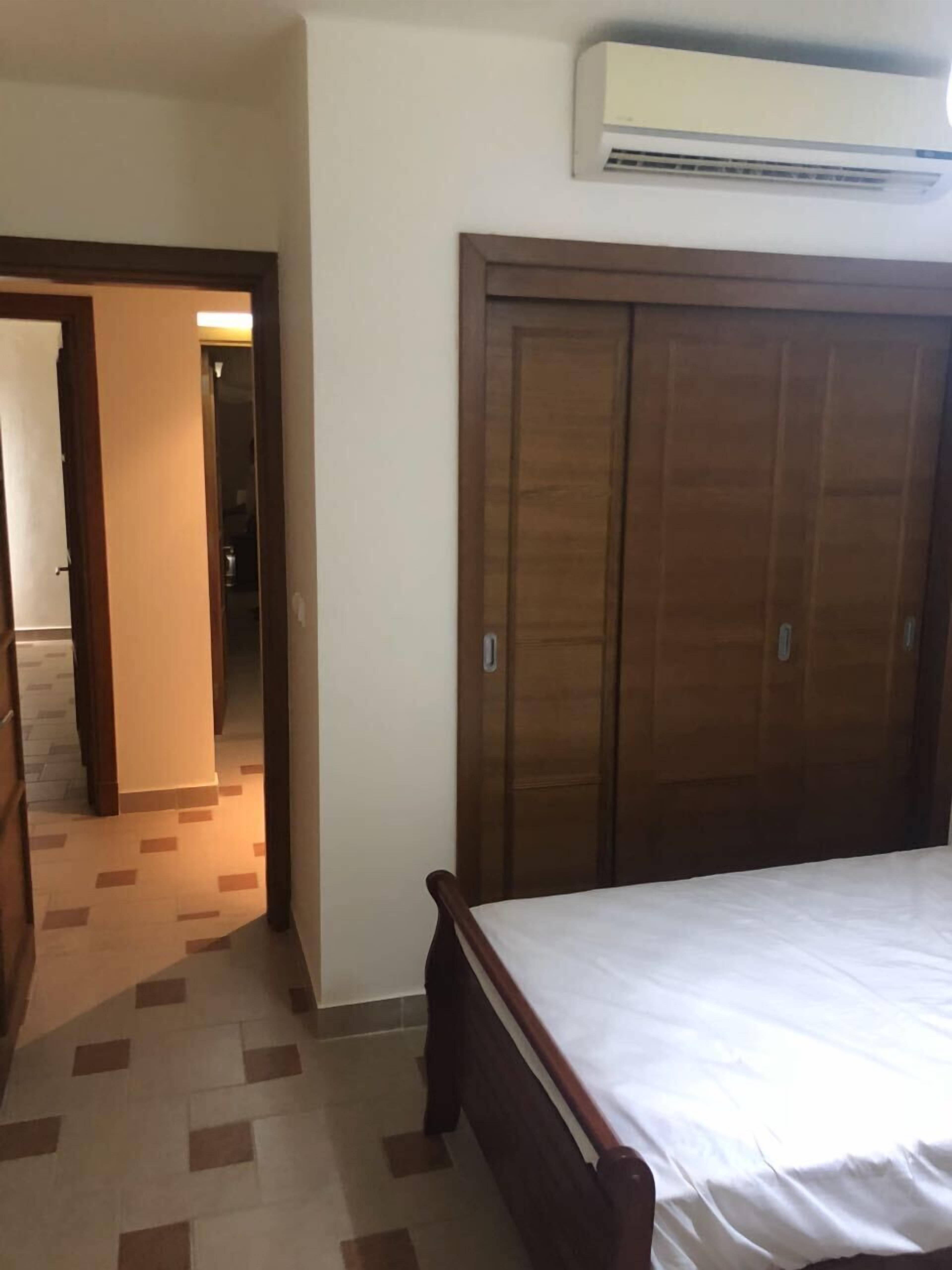 Blackout curtains, iron/ironing board