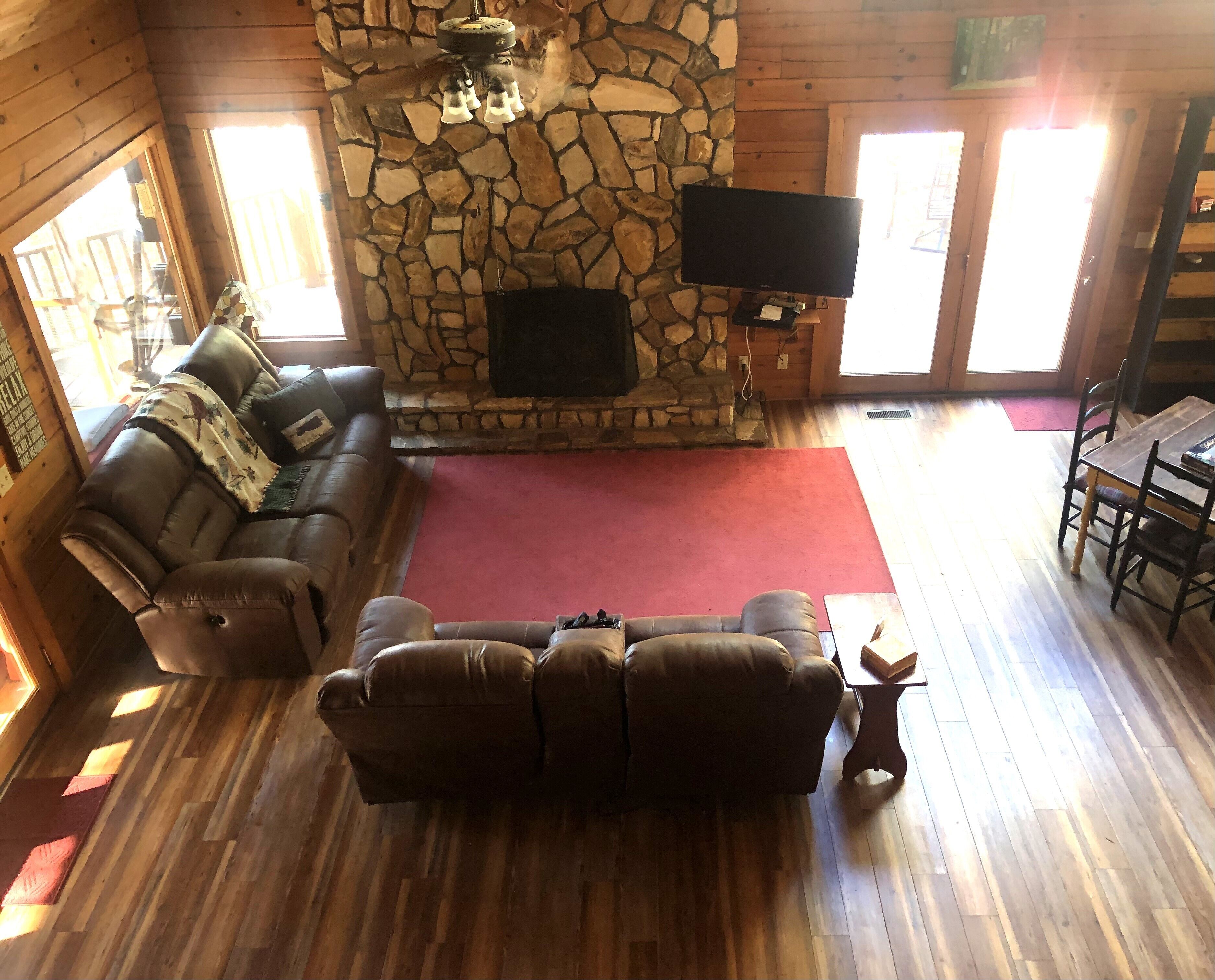 Smart TV, fireplace, video games, DVD player