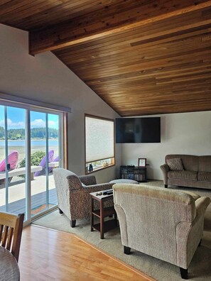 Smart TV, DVD player, video library, stereo