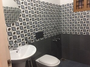 Ducha, secador de pelo, bidé y toallas