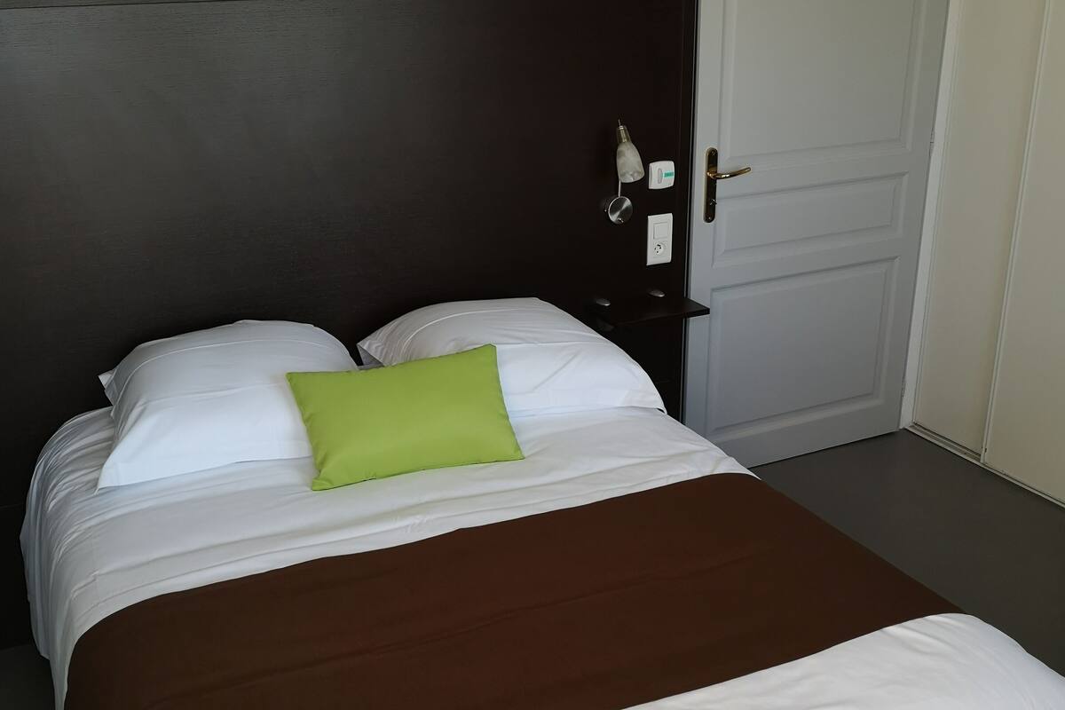 premium bedding, desk, blackout curtains, soundproofing