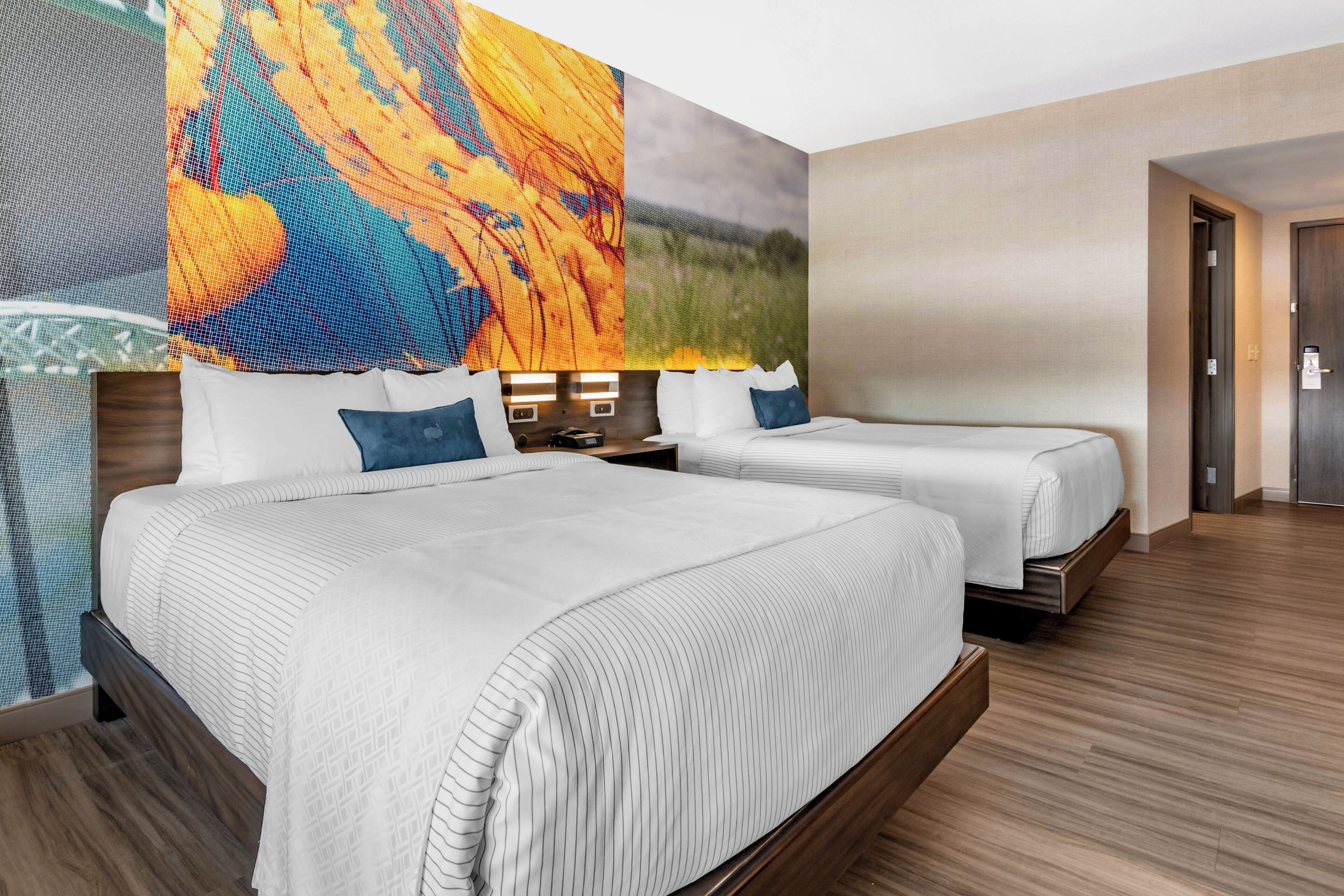 standard room, 2 queen beds, non smoking | 1 bedroom, pillow-top beds, desk, laptop workspace