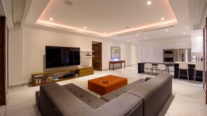 Smart TV, chimenea, videojuegos y reproductor de DVD 