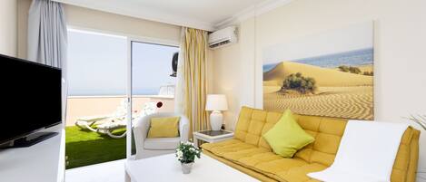 Een televisie, een dvd-speler, boeken en een stereo