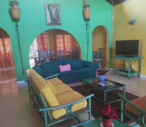 TV, books, stereo - 3 Bedroom villa with pool on private gated community (Duncans)