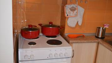 Frigorífico, microondas, horno y placa de cocina