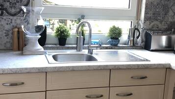 Kühlschrank, Mikrowelle, Herdplatte, Geschirrspüler