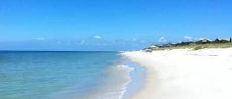 Beach nearby, sun loungers
