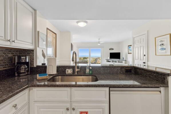 Fridge, microwave, coffee/tea maker, toaster