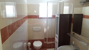 Hair dryer, towels, toilet paper