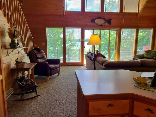 Smart TV, fireplace, DVD player, books