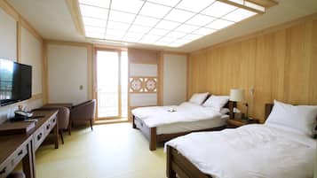 Desk, free WiFi, bed sheets