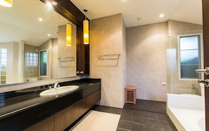 3-Bedroom Villa with Private Pool | Bathroom | Separate tub and shower, deep soaking tub, free toiletries, towels