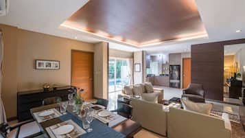 3-Bedroom Pool Villa | Living area | Flat-screen TV