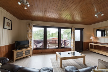 Cabin, Multiple Beds | Living room | TV. Conifer Lodge 8 With Hot Tub, Newton Stewart