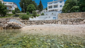 On the beach, white sand