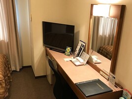 Desk, laptop workspace, blackout drapes, free WiFi