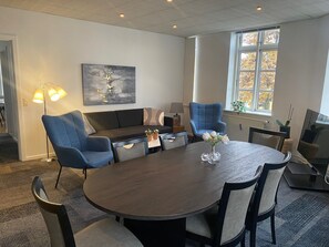 City Apartment, 1 Queen Bed with Sofa bed, City View | Living area | Flat-screen TV - City Hotel Nattergalen Apartments (Odense)