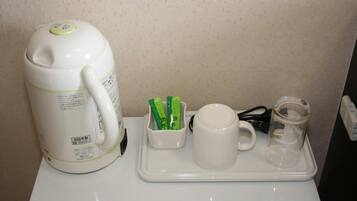 Fridge, microwave, electric kettle