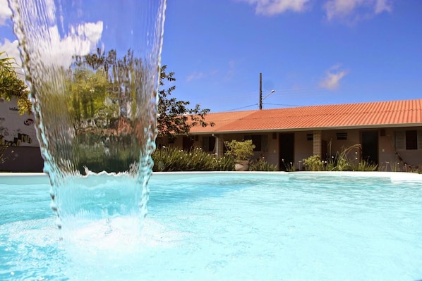 Outdoor pool, pool loungers