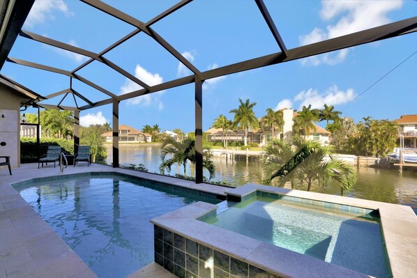 House, Multiple Beds (Waterfront home with pool, spa and ou) | Pool | A heated pool