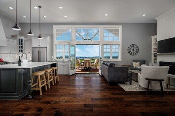 Beautiful home and very peaceful area. We enjoyed the firepit table on the deck and cooking in the well equipped kitchen.  -Angie