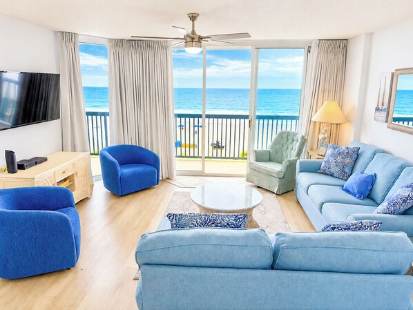Flat-screen TV - Ashworth #403! 3BR/3BA with Stunning Views & Prime Amenities (North Myrtle Beach)