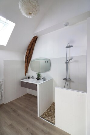 Douche, serviettes fournies
