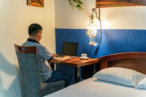 In-room safe, desk, laptop workspace, iron/ironing board