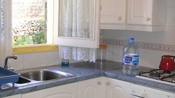 Frigorífico, microondas, horno y placa de cocina