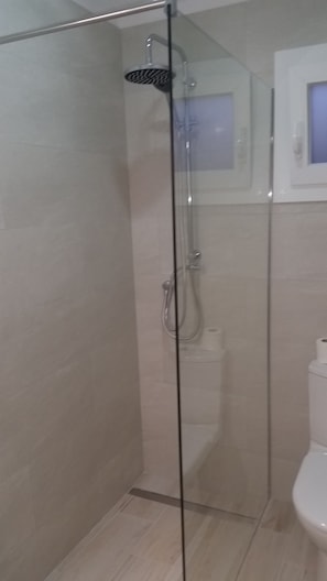 Douche, séchoir à cheveux, serviettes fournies