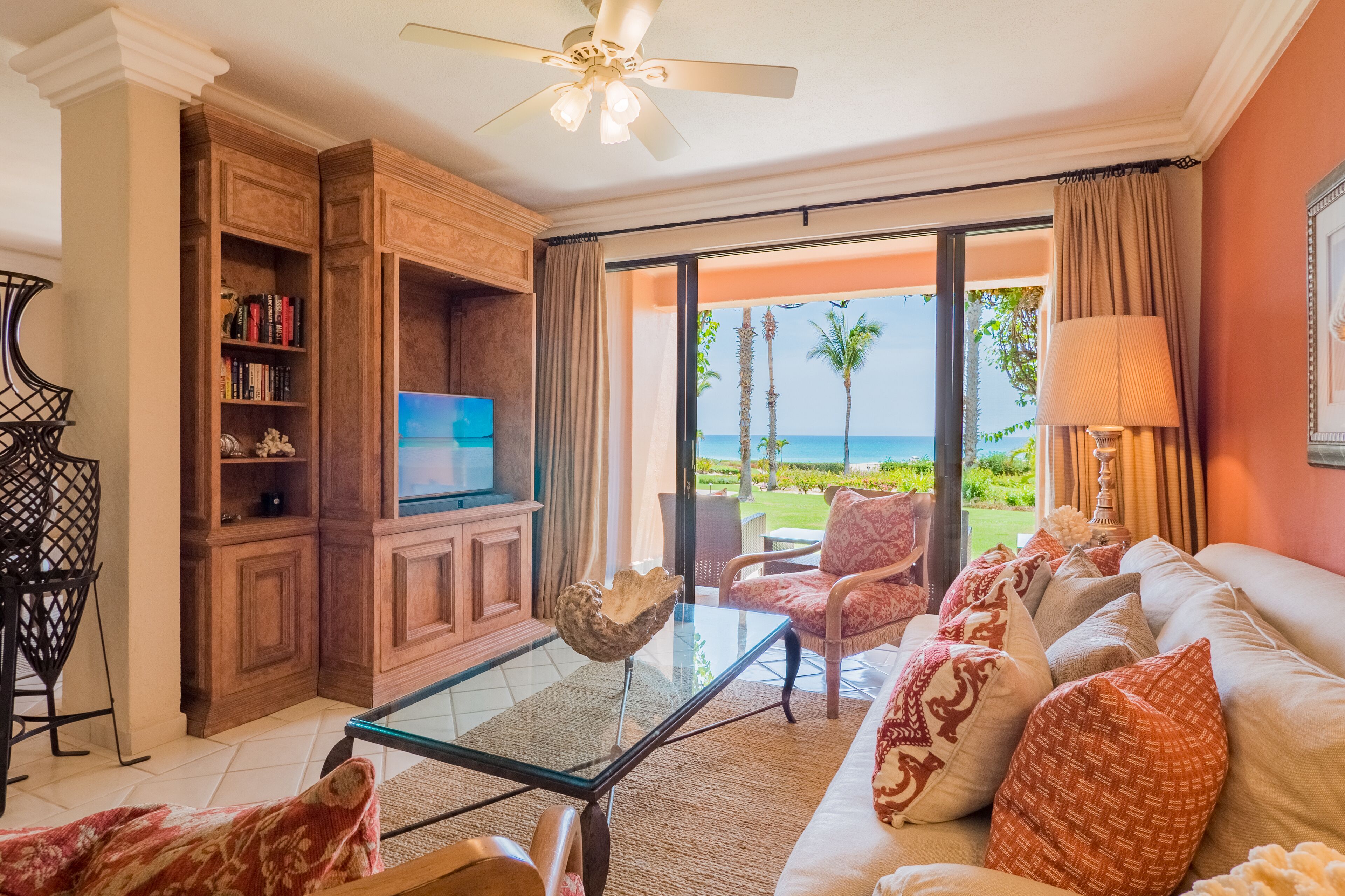 Smart TV, DVD player, books, stereo