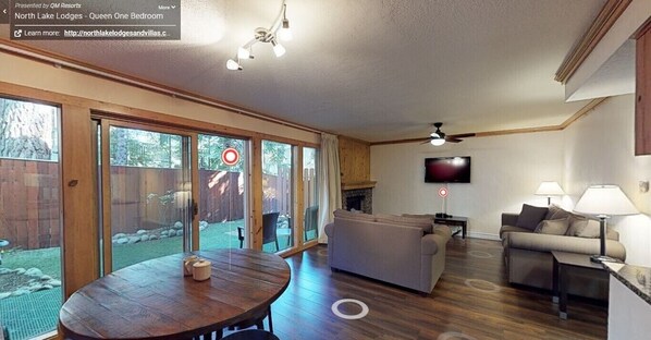 TV, fireplace, DVD player, stereo