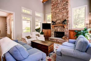 Smart TV, fireplace, video games, DVD player