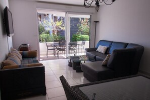 TV, DVD player, stereo