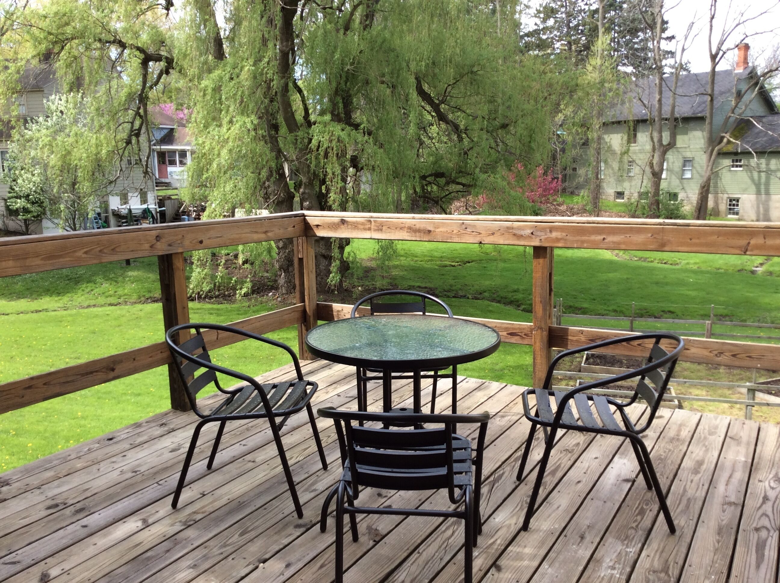 Patio overlooks garden