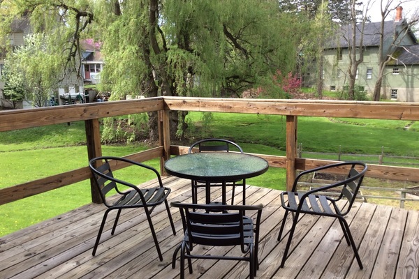 Patio overlooks garden