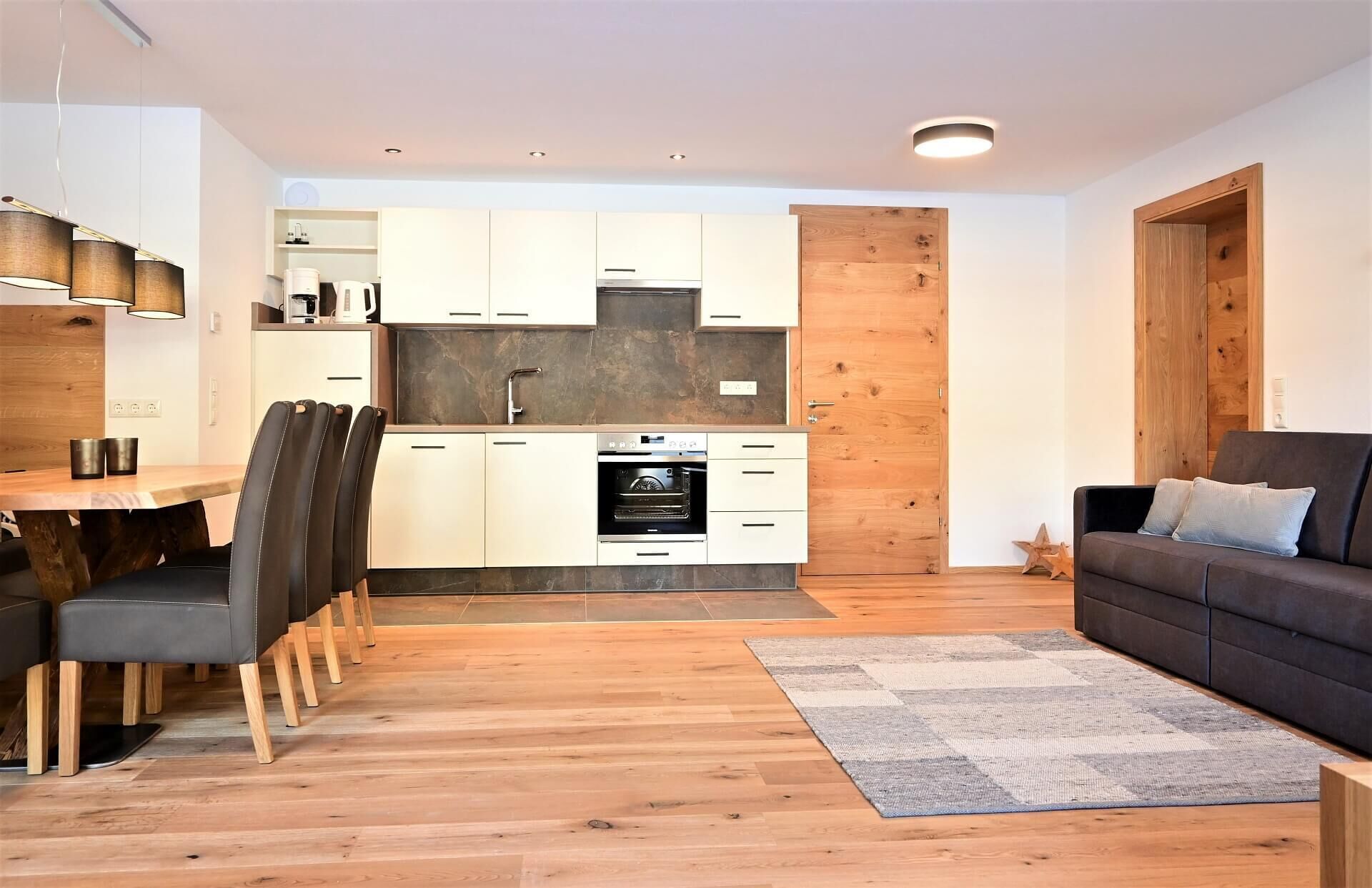 Luxury Apartment, 2 Bedrooms, Sauna, Garden View (Grubigstein) | Private kitchen | Full-size fridge, oven, stovetop, dishwasher