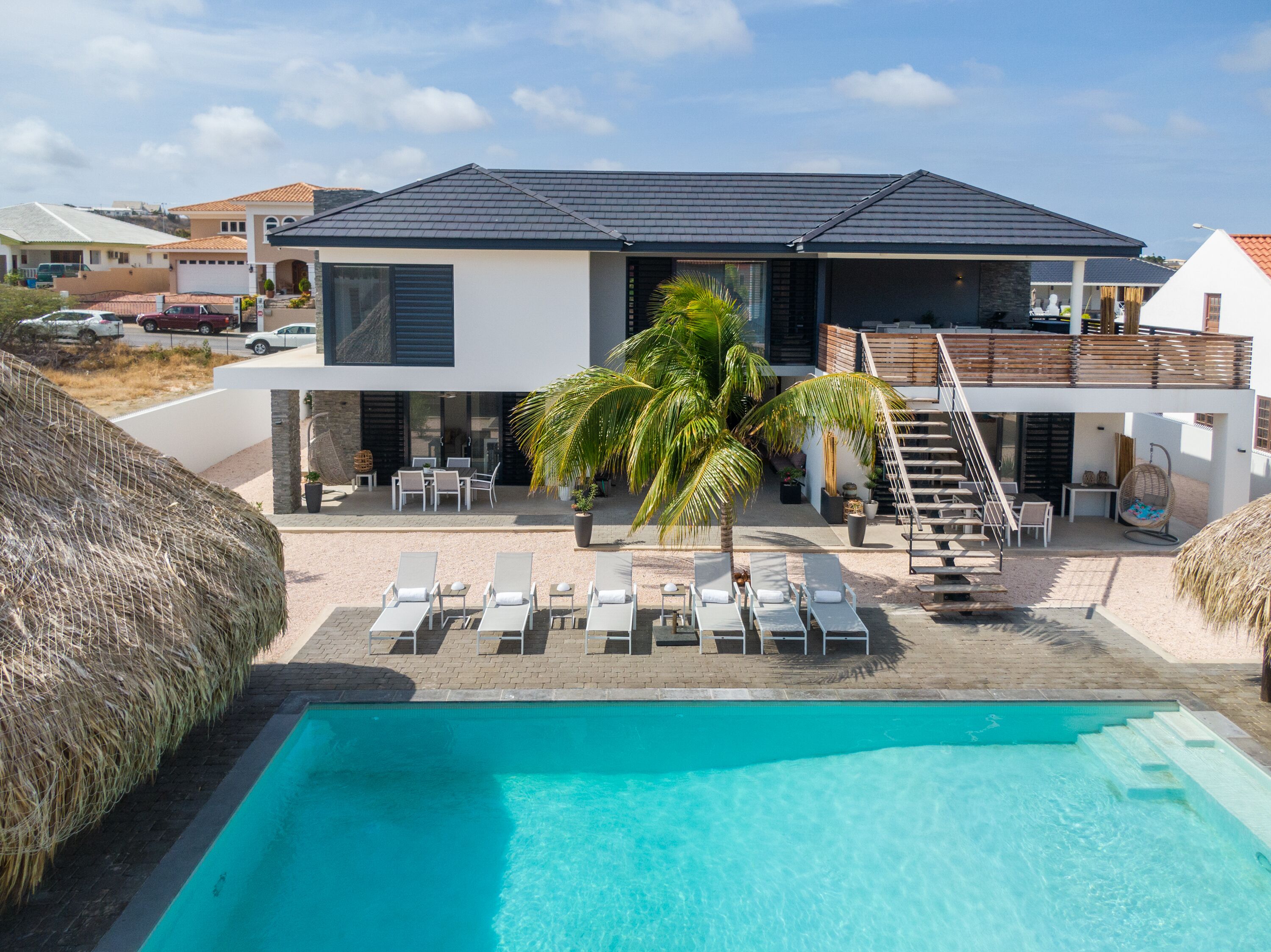 Outdoor pool, free cabanas, pool umbrellas