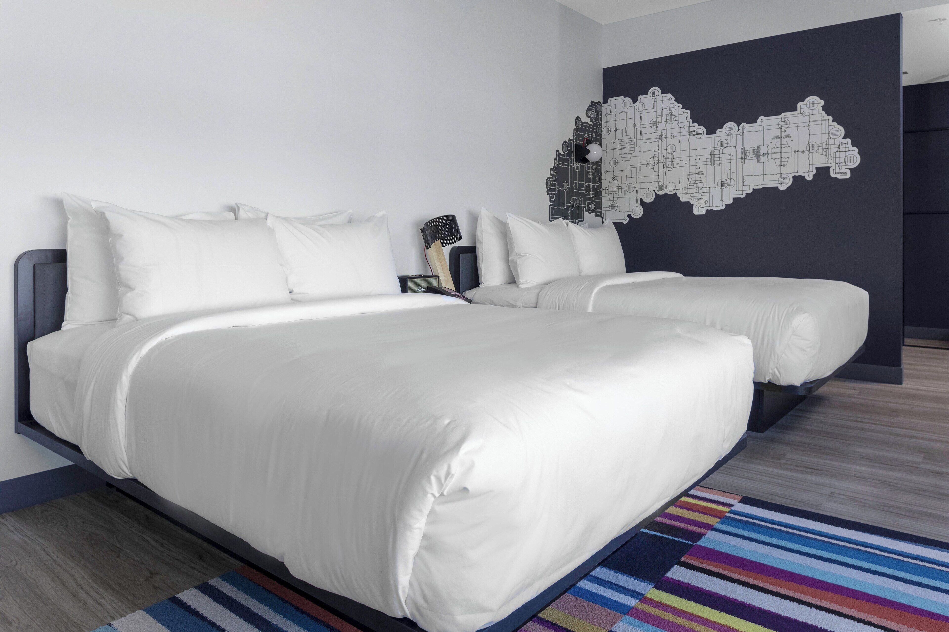 aloft, room, 2 queen beds, non smoking | in-room safe, desk, blackout curtains, iron/ironing board