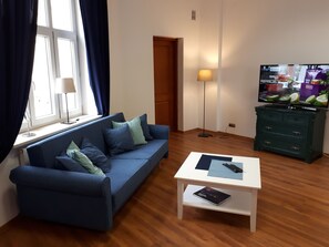 Comfort Apartment, 1 Queen Bed with Sofa bed, Valley View | Living area - Sienkiewicza10 (Lomza)