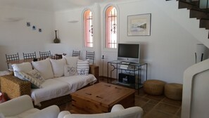 TV, fireplace, books, stereo - Recent luxury villa in charming village near Porto-Vecchio (Conca)