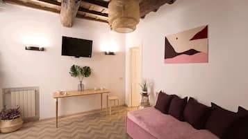 Appartamento Design, 1 camera da letto, vista città | Area soggiorno | TV a schermo piatto