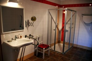 Regadera, secadora de cabello, bidet, toallas 